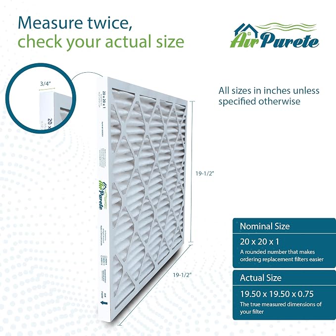 20x20x1 Air Filters | AirPurete AP-3M20201 HVAC AC Furnace Air Filters | Actual - Image 2