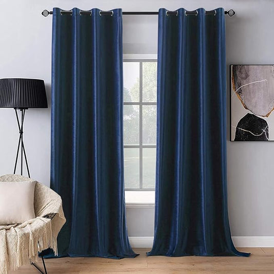 MIULEE 2 Panels Blackout Velvet Curtains Solid Soft Grommet Royal Blue Curtains Black Out Thermal Insulated Soundproof Room Darkening Drapes/Panels for Living Room Bedroom 52 x 96 Inch Length