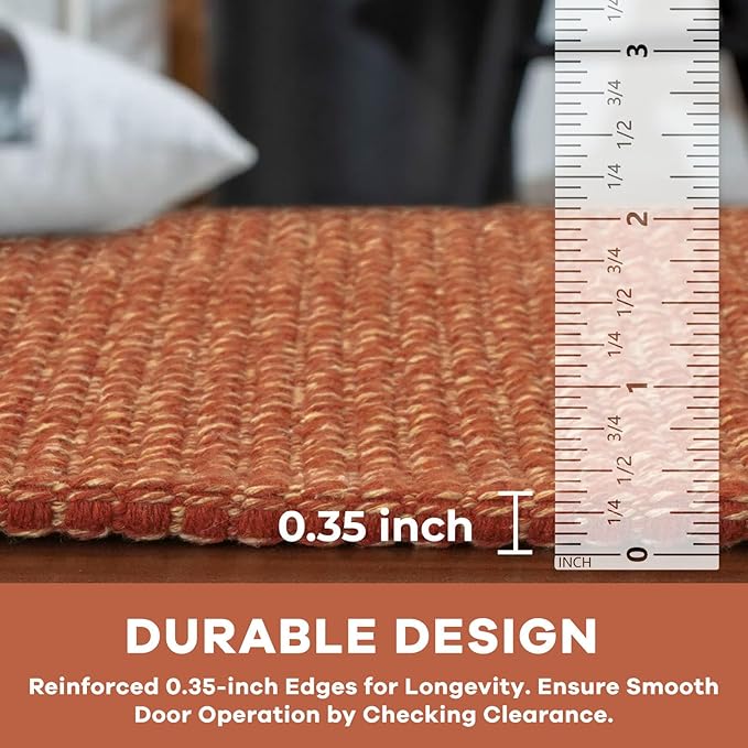 KOZYFLY Runners for Hallways 2x10 ft Washable Kitchen Runner Non Slip Rubber Backed Hallway Rugs Cotton Entryway Runner Rug Floor Carpet for Indoor Hall, Backdoor, Kitchen, Orange/Tan