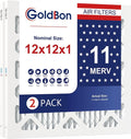 12x12x1 Air Filter 2 Pack MERV 11 MPR 1000 FPR 7- GoldBon AC Filter USA Design- by Unknown