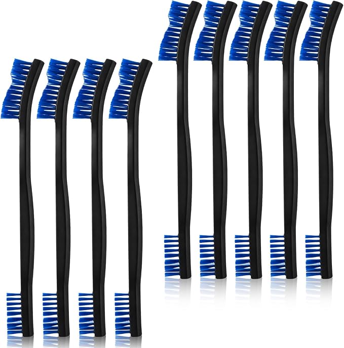 9Pcs Double-Ended Cleaning Brushes Set Nylon All Purpose Clean Brush Small by WYLIGHTINGLEVEL