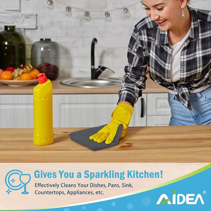 AIDEA Microfiber Cleaning Cloth Grey 12PK, Microfiber Towels - Image 5