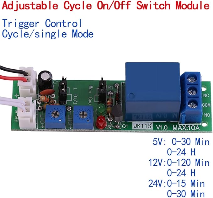 DC 5V 12V 24V Relay Module, Adjustable Cycle Timer, Delay On/Off Relay Module - Image 5