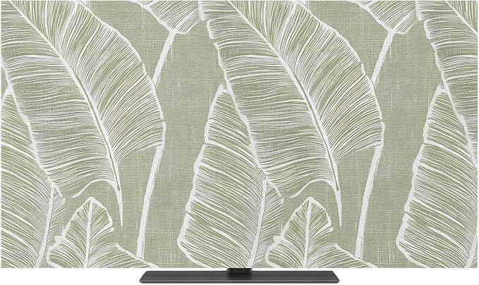 Tropical Plants Palm Leaf Indoor TV Cover, Elastic TV Screen Protector Retro - Image 2