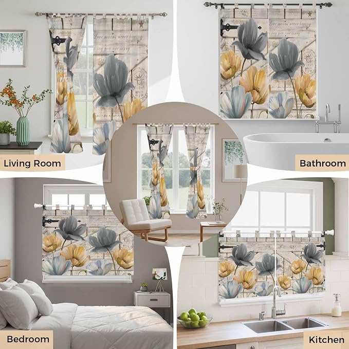 Spring Tulips Flower Living Room Curtains 84 Inch Length, Window Curtains Tab - Image 7