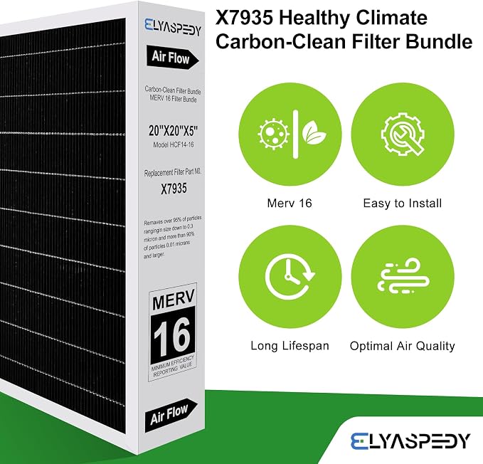 2026 New X7935 MERV 16 Air Filter Bundle 2-Pack, Carbon Clean Healthy Climate - Image 3