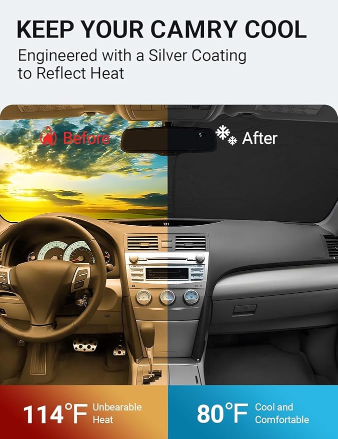 Proadsy 2026 Upgrade Front Windshield Sun Shade Foldable Sunshade Protector - Image 2