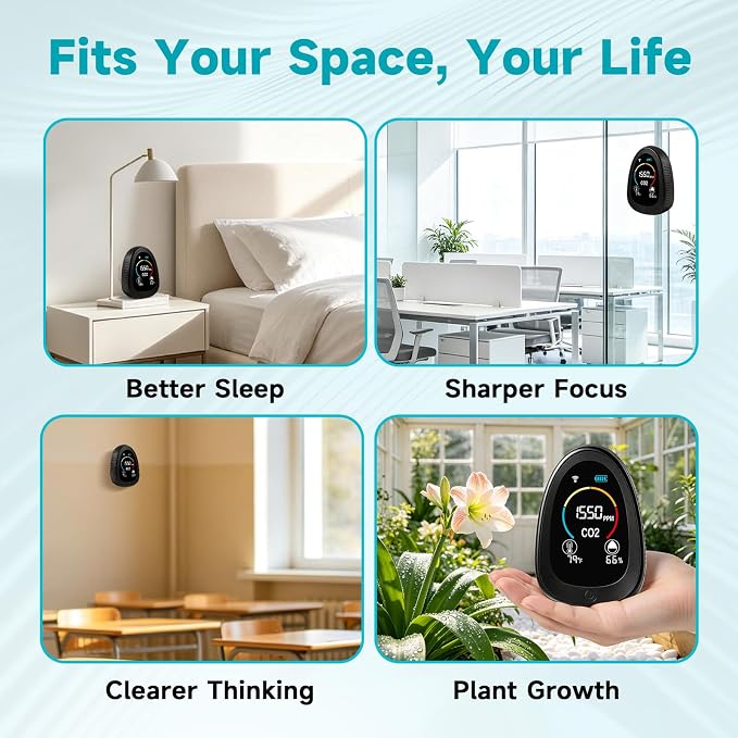 AIRNERGY Portable CO2 Monitor Indoor Air Quality Monitor - Image 8