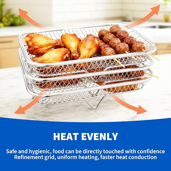 7.68inch Rectangle Air Fryer Rack, Stainless Steel, Deep Dehydrator Racks - Image 6