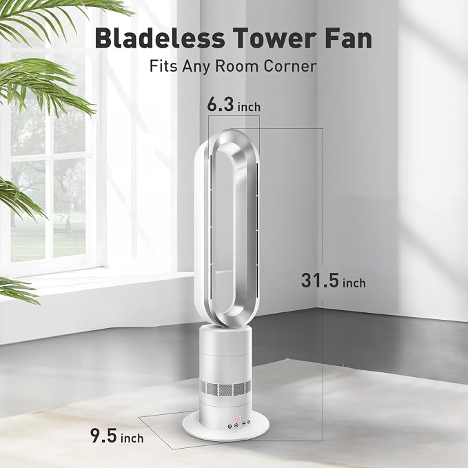Xcity TP18Pro Bladeless Tower Fan, 2-in-1 Heater & Cooling Fan, 10 Cooling + 3 - Image 2