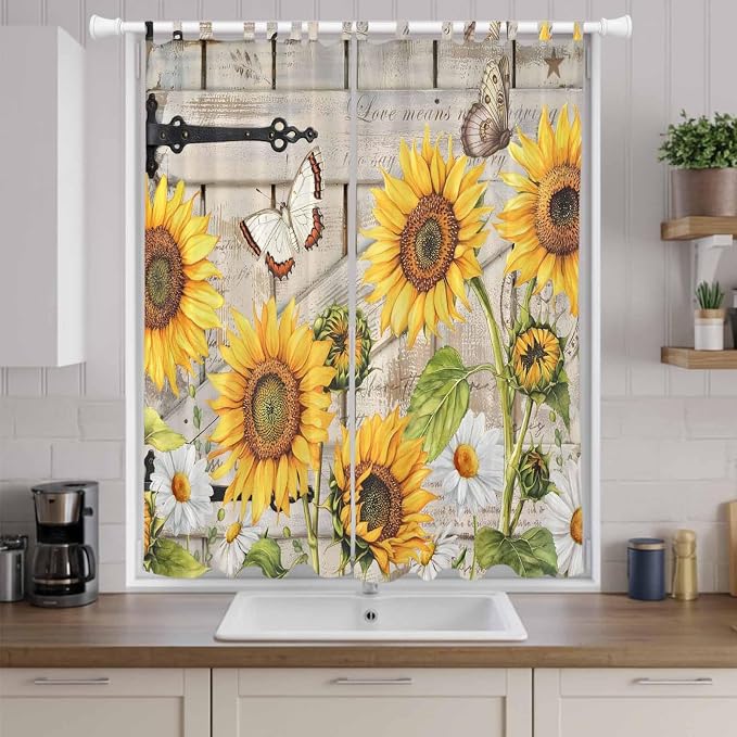Farm Flowers Living Room Curtains 96 Inch Length, Window Curtains Tab Top - Image 9