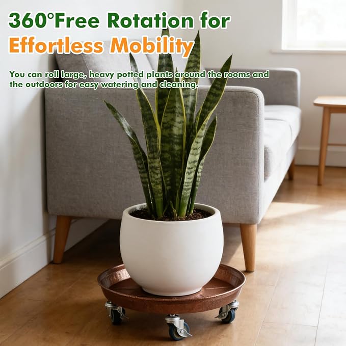 5 Packs Metal Plant Caddy with Wheels 13" Rolling Plant Stand Heavy Duty Plant - Image 7