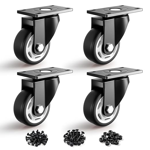 3 Inch Heavy Duty Caster Wheels, Industrial Casters Set of 4 Load 1200lbs by ANDUTEES