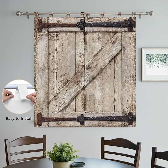 Farmhouse Wood Grain Living Room Curtains 84 Inch Length, Window Curtains Tab - Image 4