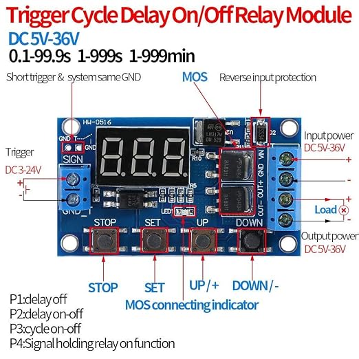 Relay Module, DC 5V-36V Timer Switch Module Cycle Delay Timer Switch - Image 7