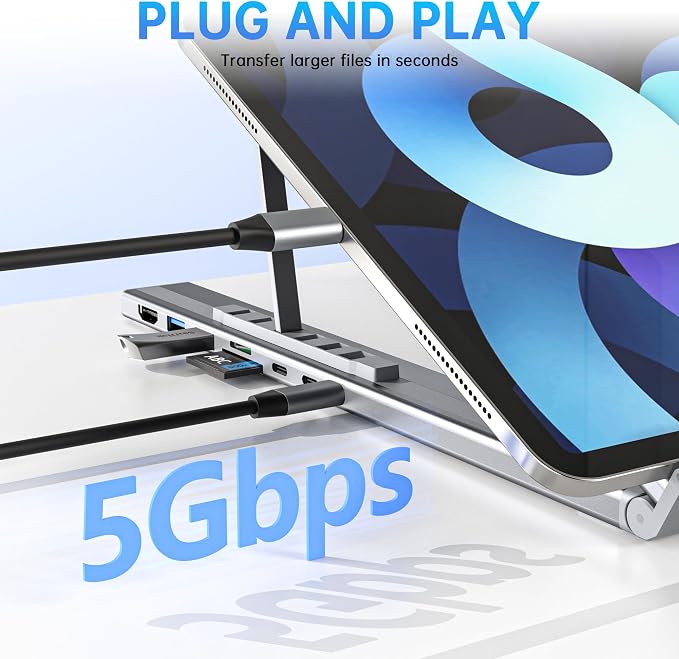 Laptop Stand with Docking Station, 8 in 1 USB C Hub HDMI Portable Laptop Stand - Image 5