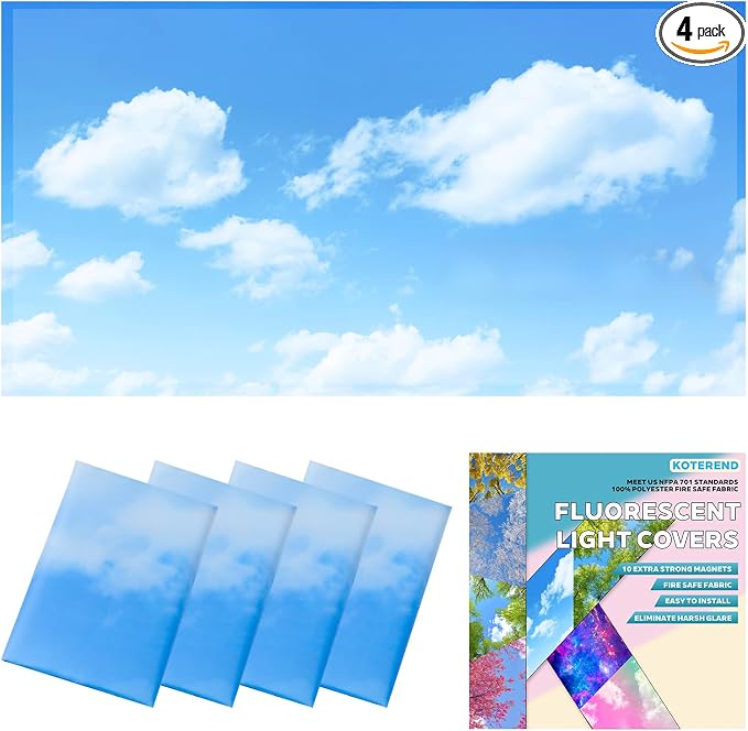 4 Pcs Fluorescent Light Covers, 2x4 Feet Magnetic Light Covers, Light filters by Unknown
