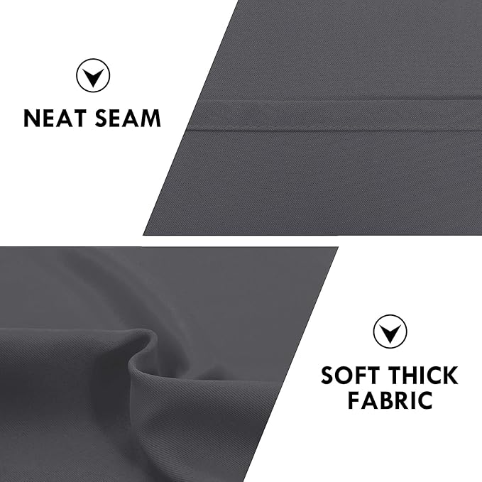 DWCN Short Blackout Curtains 36 inches Length 2 Panels Set, Half Window Rod Pocket Privacy Curtain Tiers for Kitchen, Room Darkening Curtains for Bathroom Shades (W60 x L36 Inch, Dark Grey)