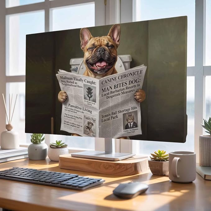 Funny Bulldog Reading Newspaper Indoor TV Cover, Elastic TV Screen Protector - Image 4