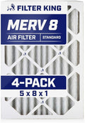 Filter King 5x8x1 Air Filter | 4-PACK | MERV 8 HVAC Pleated A/C Furnace Filters by FilterKing