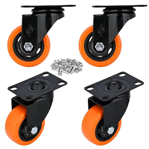 YOOGAA 3 Inch Heavy Duty Swivel Caster Wheels Industrial Plate Caster Set of 4 by YOOGAACASTERWHEELS