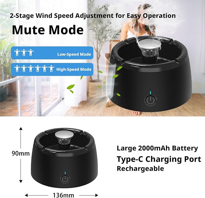 Smokeless Ashtrays for Cigarettes Indoor, Smokeless Ash tray for Home, smoke - Image 2