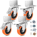 Caster Wheels, 4 Inch L-Shaped Casters Set of 4 Heavy Duty, Locking Caster by BOSGEOT