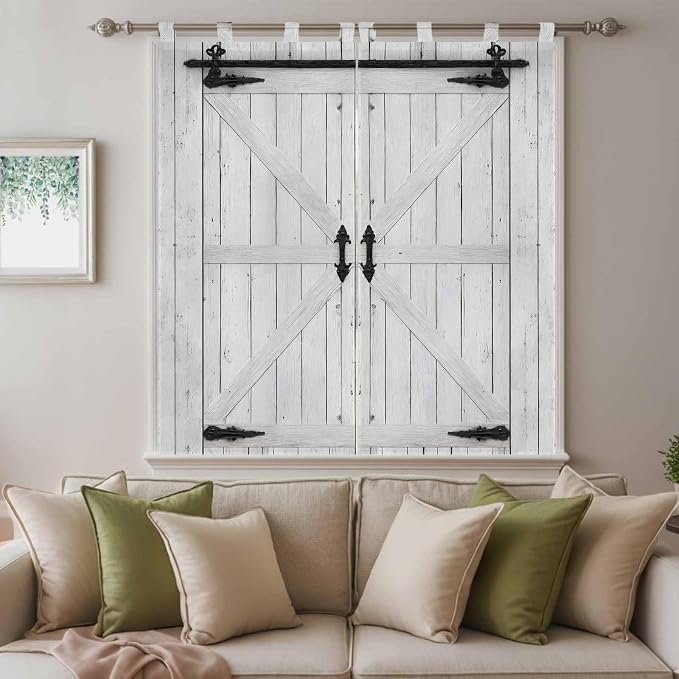 Farmhouse Wood Grain Living Room Curtains 84 Inch Length, Window Curtains Tab - Image 9