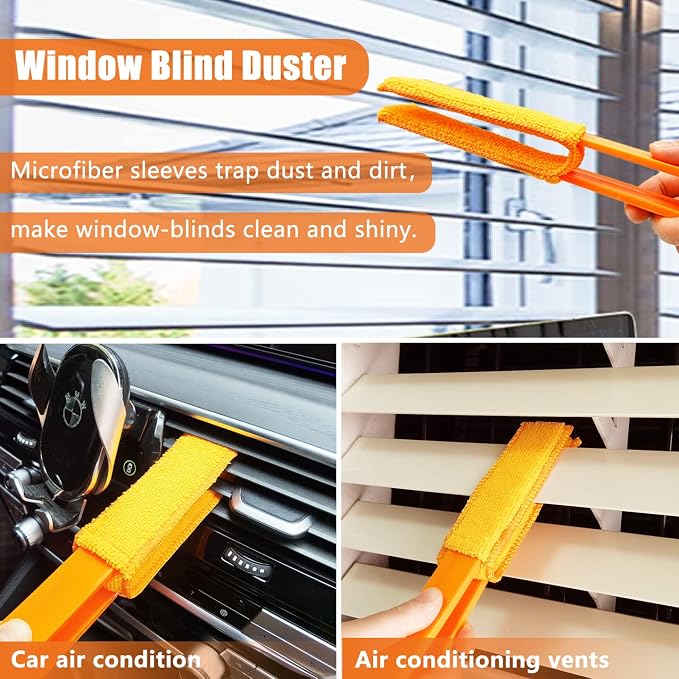 4 Pack Microfiber Blinds Duster, 4 Removable and Washable Sleeves, Cleaner - Image 5