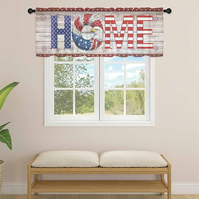 4th of July Sheer Valances for Windows 54"x18", Light Filtering Kitchen - Image 4
