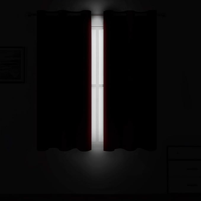 LEMOMO Red Blackout Curtains 42 x 63 Inch/Red Curtains Set of 2 Panels/Room Darkening Bedroom Curtains