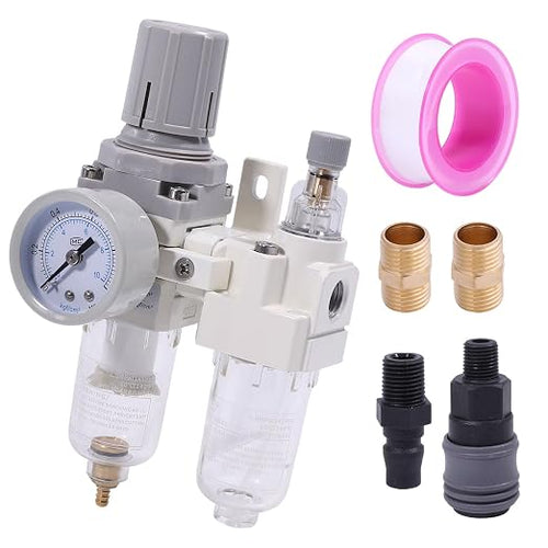 1/4inch NPT Water Oil Separator Compressed Air Filter Regulator Combo Semi-Auto by beinkmake