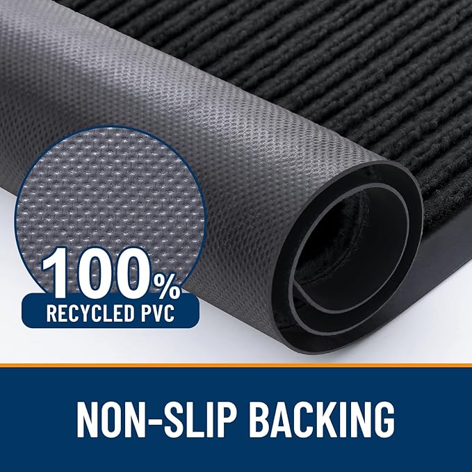 OLANLY Front Door Mat Indoor Outdoor Entrance, 2-Pack 33 x 21 Inch, Waterproof Heavy Duty Doormat, Fade Resistant, Low Profile, Easy Clean Patio Porch Welcome Floor Mats for Entry, Black