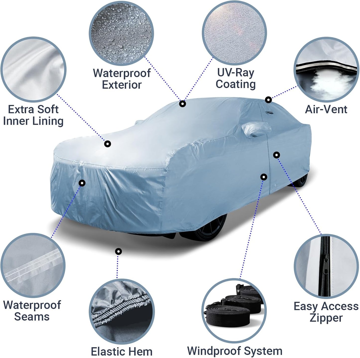 iCarCover Custom Car Cover Compatible with Mustang 1979-2004, Waterproof All-Weather Rain Snow UV Sun Protector Full Exterior Indoor Outdoor Car Covers, 1-Tone (Solid Gray)