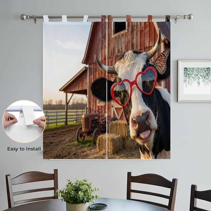 Farm Cows Living Room Curtains 84 Inch Length, Window Curtains Tab Top - Image 4