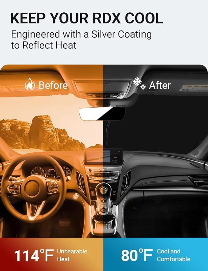 Proadsy Windshield Sun Shade Custom Fit Acura RDX 2019-2024 2025 2026 4-Layer - Image 2