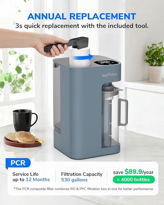 Ecoviva Mate 3 Countertop Reverse Osmosis Water Filter, 8-Stage RO Water - Image 5