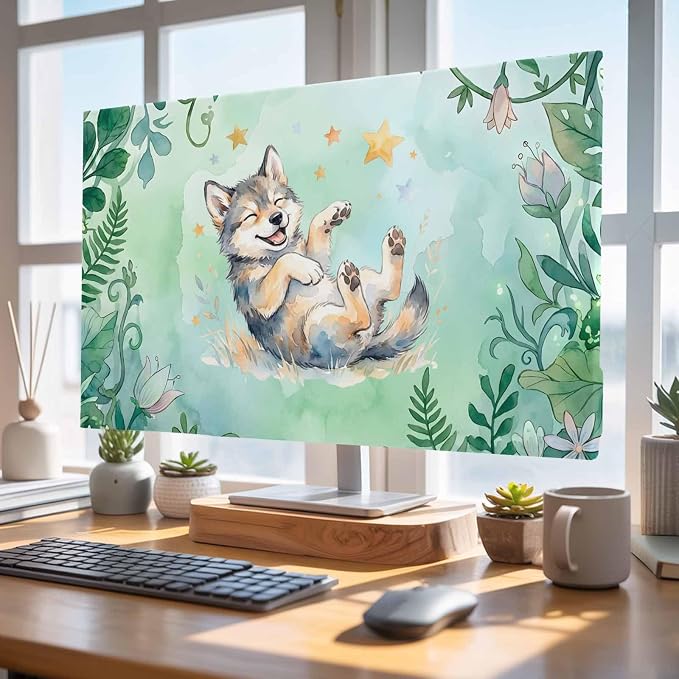 Cartoon Cute Wolf Stars Indoor TV Cover, Elastic TV Screen Protector Forest - Image 4