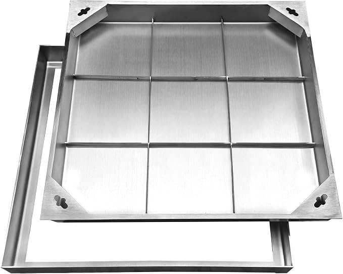24x24x2.4 inch All Stainless Steel Manhole Cover and Frame, Recessed Square by NATOTELADrainageSpecialist