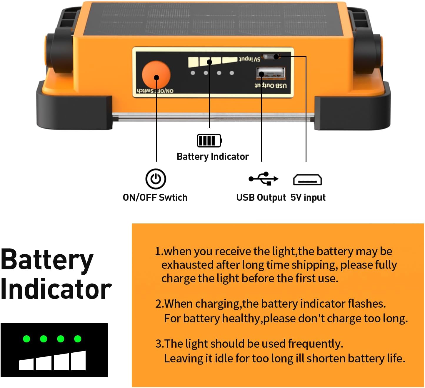 120W Solar Rechargeable Work Light, 144 LED 10000LM Led Work Light with 4 Modes, Portable Flood Light with Stand, IP66 Waterproof Outdoor Working Light for Emergency Mechanic Camping Repair (Yellow)
