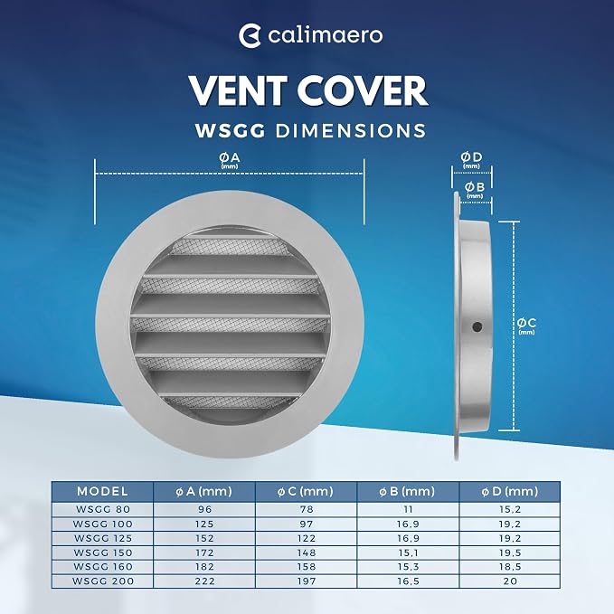 calimaero® WSGG 3" Inch Gray Round Metal Air Vent Grill Cover Flat Louver - Image 2