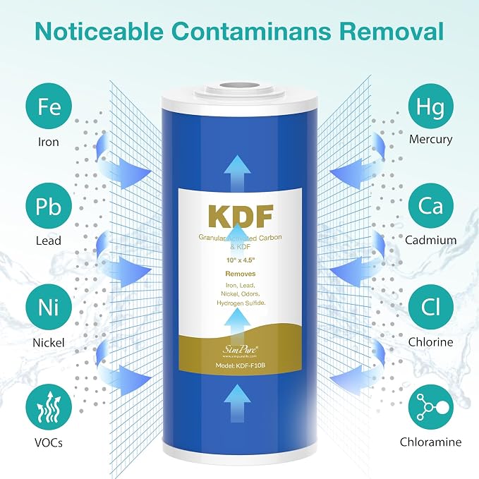 SimPure Whole House Water Filter Cartridges 10" x 4.5" GAC/KDF Carbon and Heavy - Image 3
