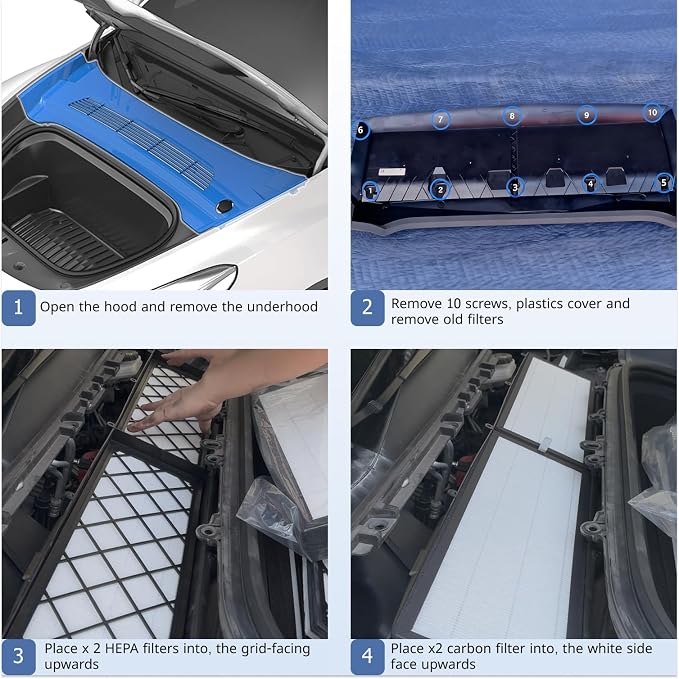 Tesla Model Y Front Trunk HEPA Carbon Air Filters Kit | 2x HEPA filters and 2x - Image 5