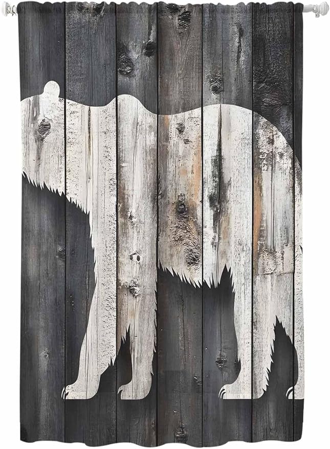 Sheer Curtains 72 Inches Long, Farmhouse Country Vintage Wood Grain Privacy by Unknown