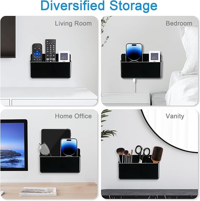 3 Slot Adjustable Remote Holder Wall Mount, TV Controller Holder Hollow Bottom - Image 6