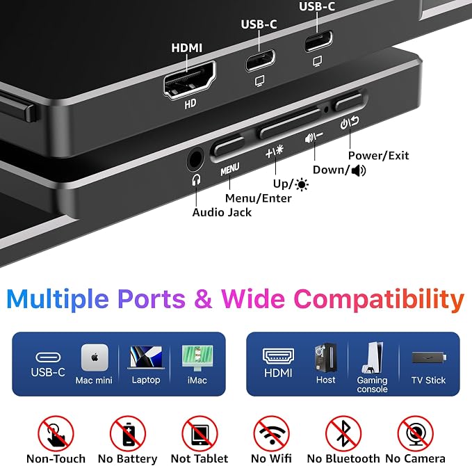 kksmart Portable Monitor for Laptop MacBook Surface PC Xbox PS5, Travel Monitor - Image 6