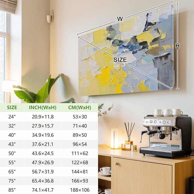 Abstract Watercolor Color Blocks Indoor TV Cover, Elastic TV Screen Protector - Image 3