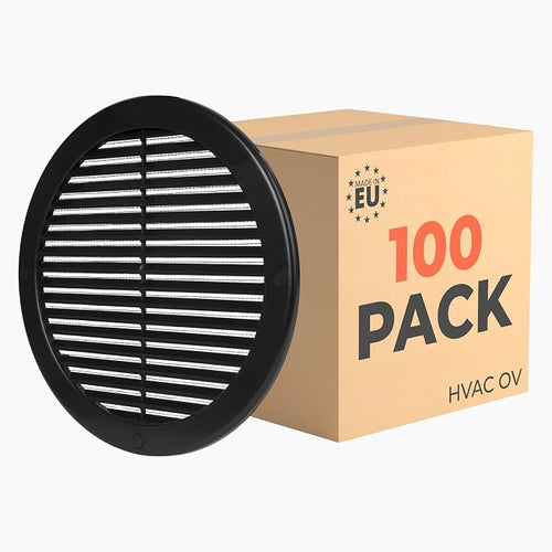100-Pack 8" Round Air Vent Cover – Black Plastic Soffit Air Vent Deflector by HVACOV