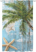 Sheer Curtains 96 Inches Long, Coastal Beach Blue Semi Sheer Curtains Light by Unknown