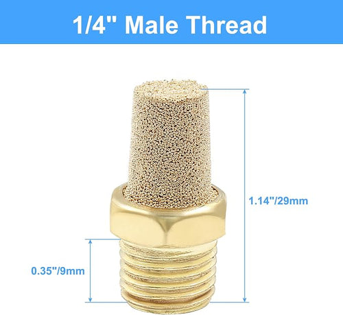 10 Pack 1/4" Male Thread Pneumatic Brass Exhaust Muffler Filter Air Pneumatic - Image 2